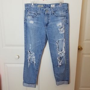 AG Adriano Goldschmeid The Beau Slouchy Skinny Distressed Destroyed Jeans